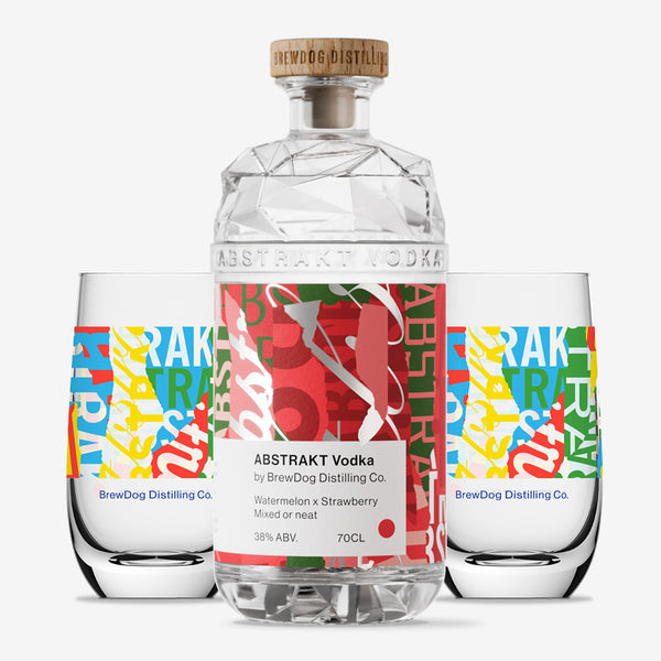 Abstrakt Watermelon & Strawberry Vodka + 2 Glasses