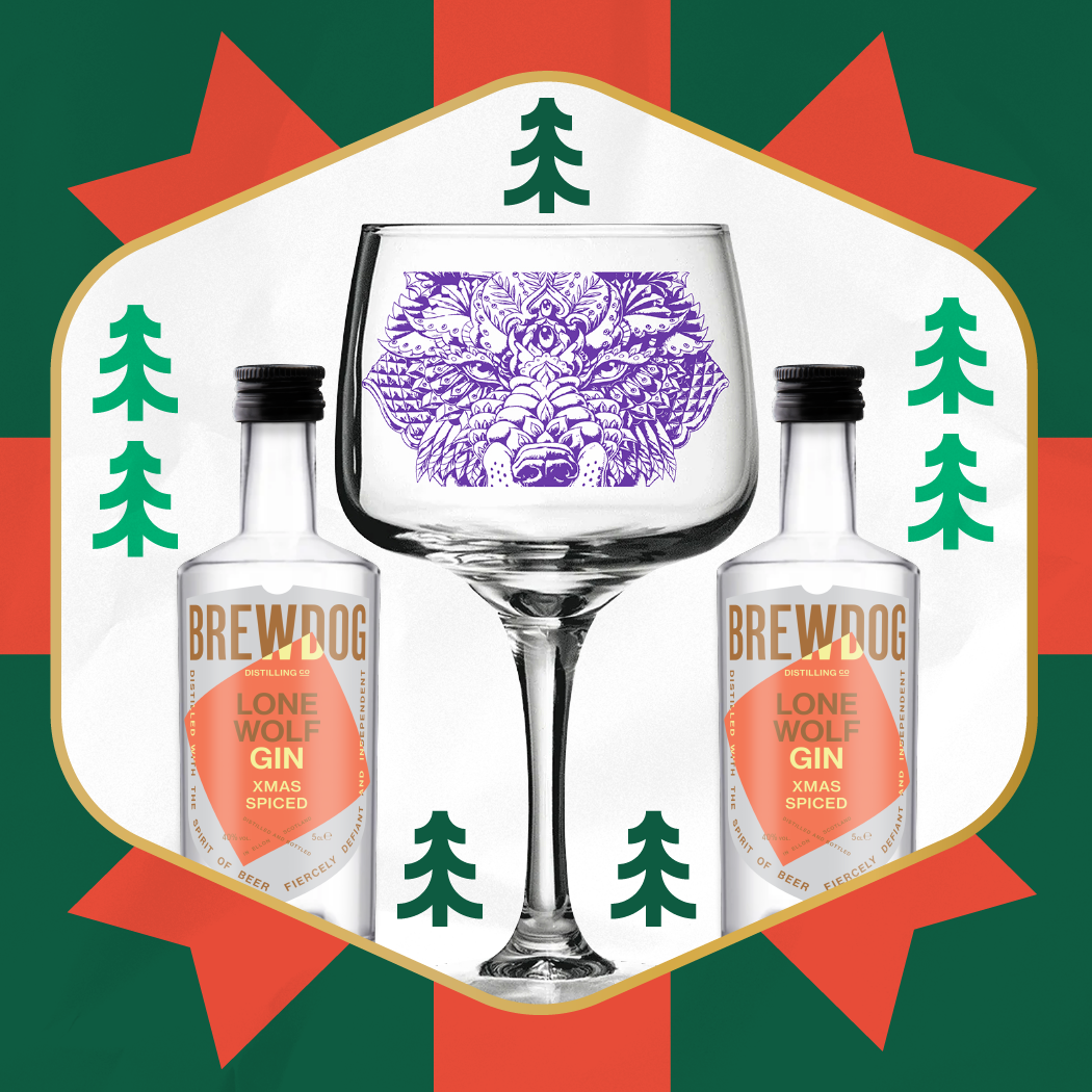 LoneWolf Xmas Spiced Gin & Glass Stocking Filler